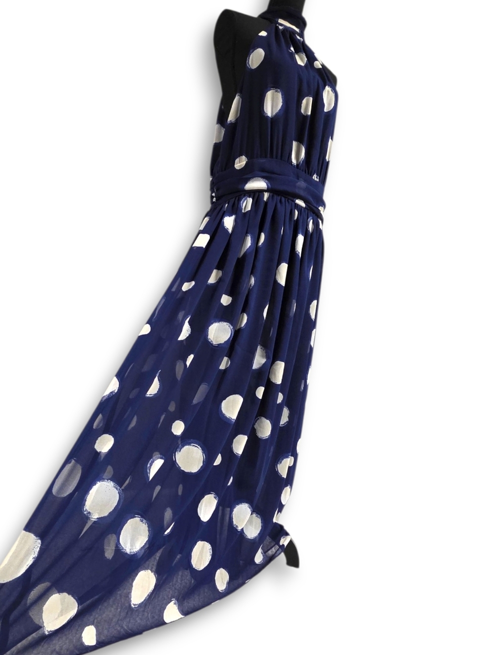 Polka Dot Halter Neck Flowy Maxi Dress - Picture 5 of 16